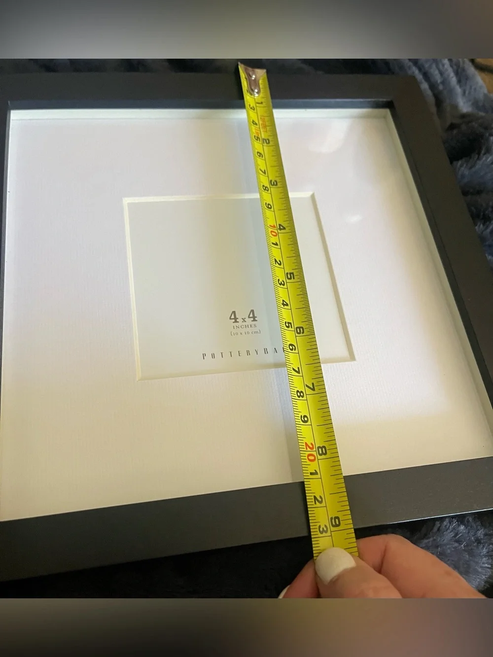 Pottery Barn Box Photo Frame Matt Black 4 x 4 Minimalist Decor Modern Tabletop